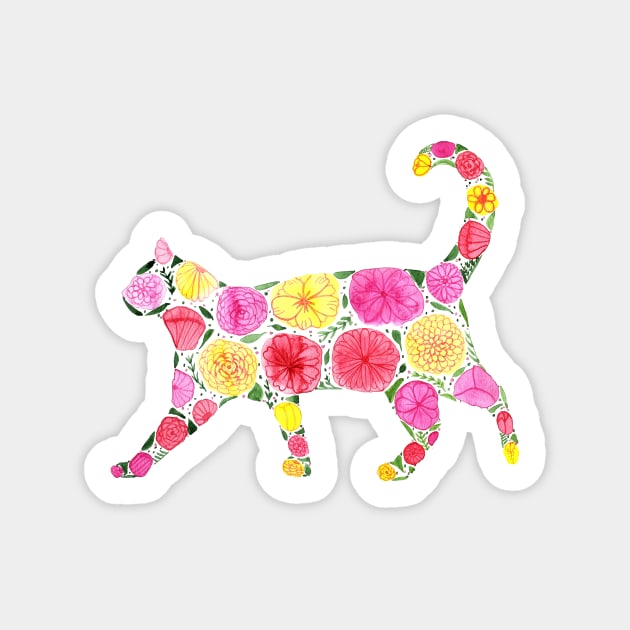 Cat Silhouette with flowers Sticker by Sandraartist